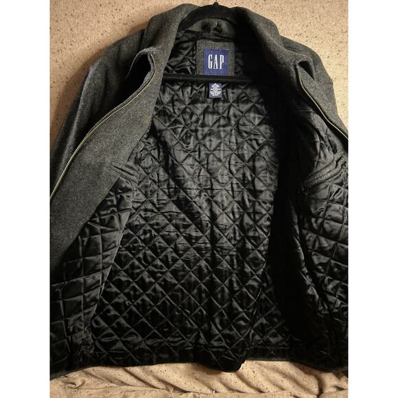 Men’s Charcoal Gray Wool Blend Zip Jacket Medium Lined GAP Classic Style Y2k - Picture 6 of 9